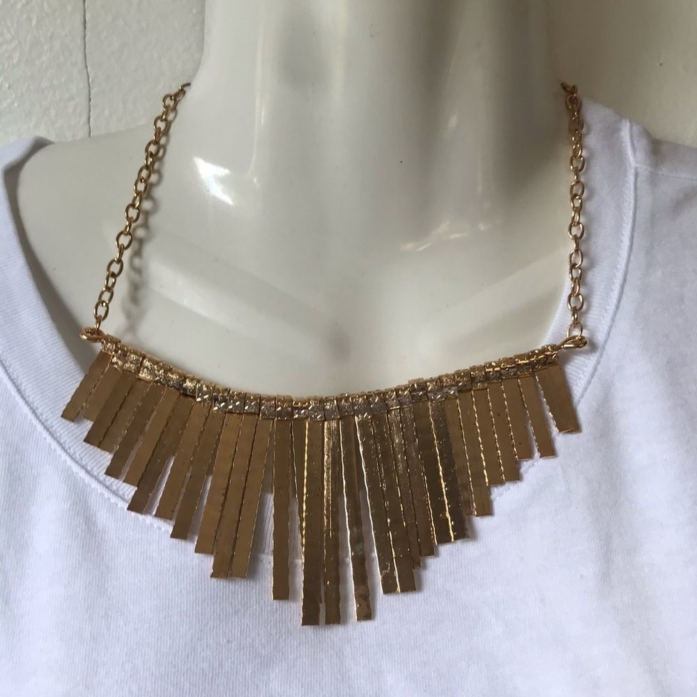Gold Antique Statement Fringe Necklace